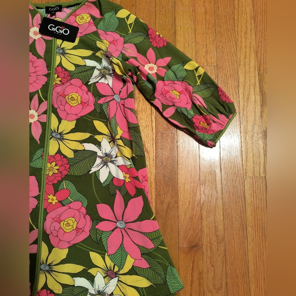 GIGIO Floral  MOD Long-Sleeve A-Line Dress in Olive & Pink. Total Of 3 Dresses - Picture 5 of 14